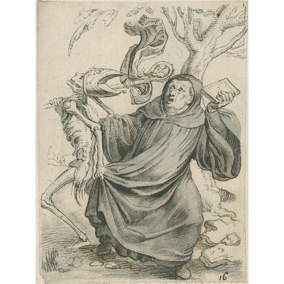 Питер Пауль Рубенс, с оригинала Ганса Гольбейна. «Аббат и смерть». Около 1590.  Фото: Museum Plantin-Moretus, Antwerp