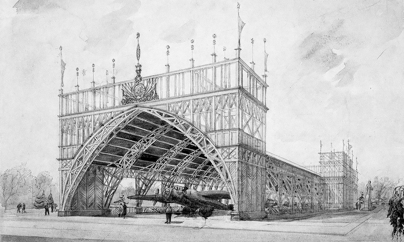 Проект павильона боевых трофеев в ЦПКиО им. Горького. Архитектор А.В. Щусев. 1941.  Фото: Музей архитектуры им. А.В. Щусева